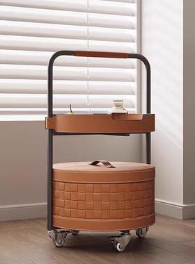 YH020K现代简约高端马鞍皮储物边几客厅家用可移动收纳角几轻奢沙