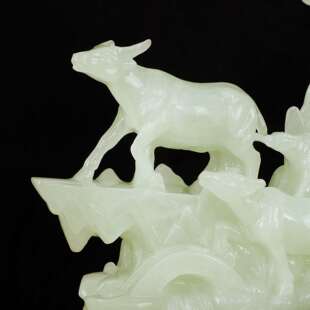 中式五牛旺财仿玉摆件居家装饰工艺品摆件办公桌装饰用品树脂摆件