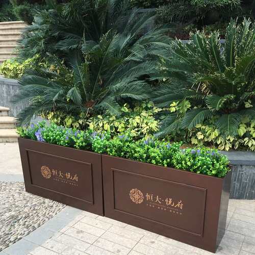 铁艺户外花箱室外成品花槽镀锌板花池可移动花架小区景观移动花坛