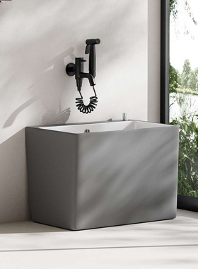 A10L拖把池家用阳台卫生间陶瓷墩布池大长方形灰白色拖布池落