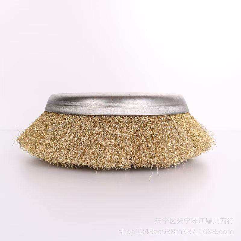 电动除锈机配件210*22碗型大钢丝刷加厚镀铜钢丝轮碗型抛光打磨头