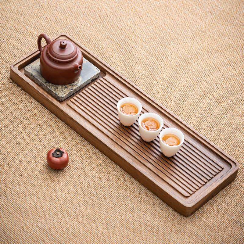 胡桃木乌金石壶托茶盘新中式家用办公实木茶盘长方形排水干泡盘