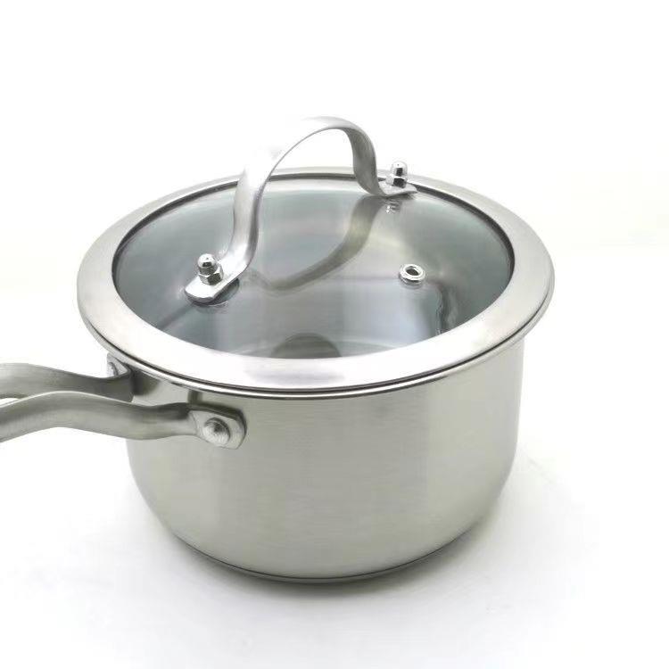 304不锈钢加厚可视烹饪单柄复底小汤锅奶锅宿舍上班家用通用