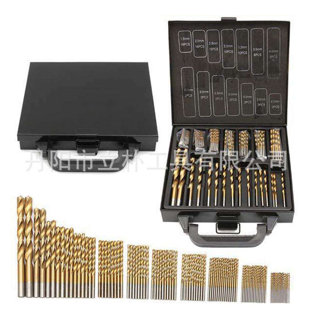 镀钛99pc铁盒装麻花钻木工开孔器钢板钻眼钻头套装