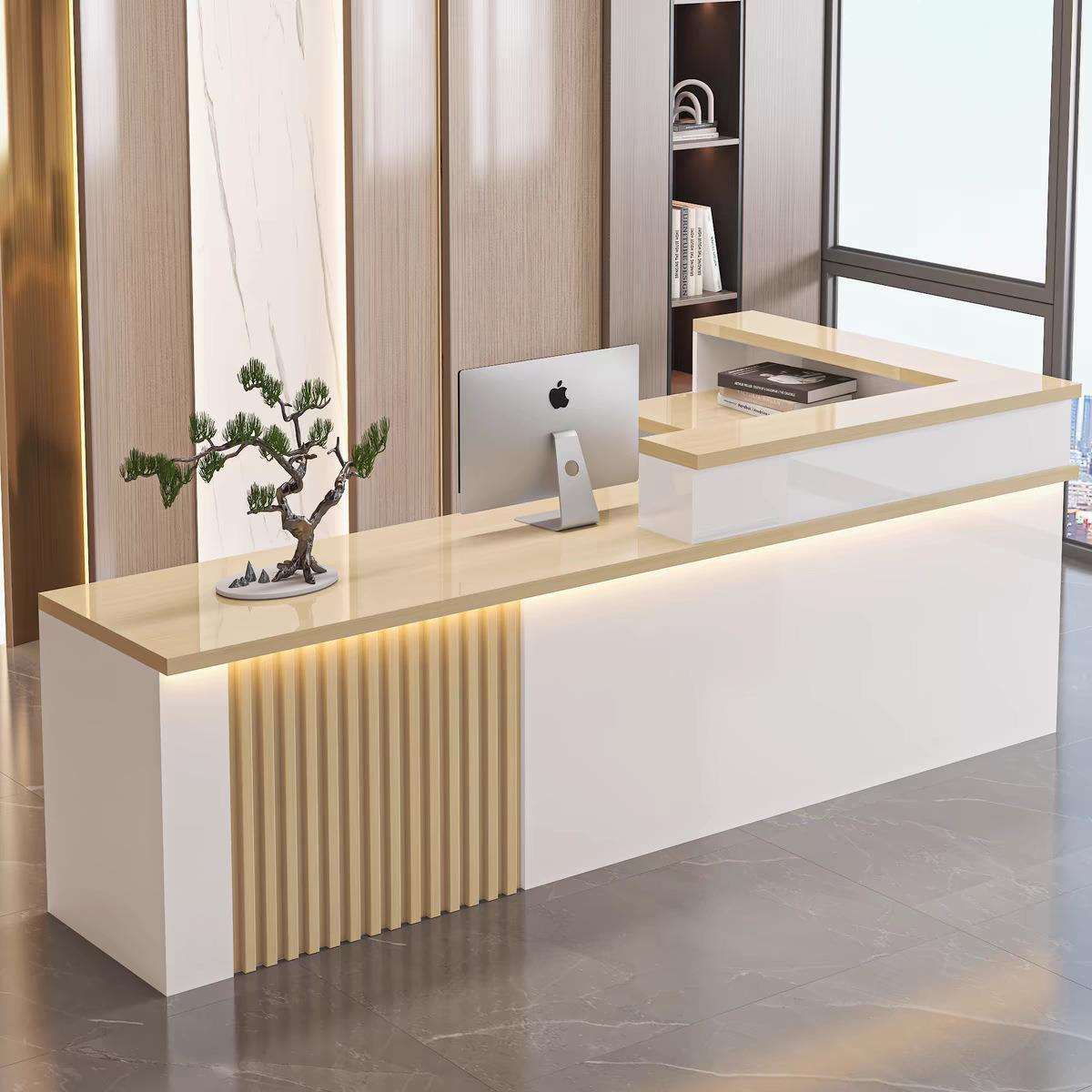 简约现代公司烤漆前台时尚公司接待台咨询吧台宾馆创意迎宾收银桌