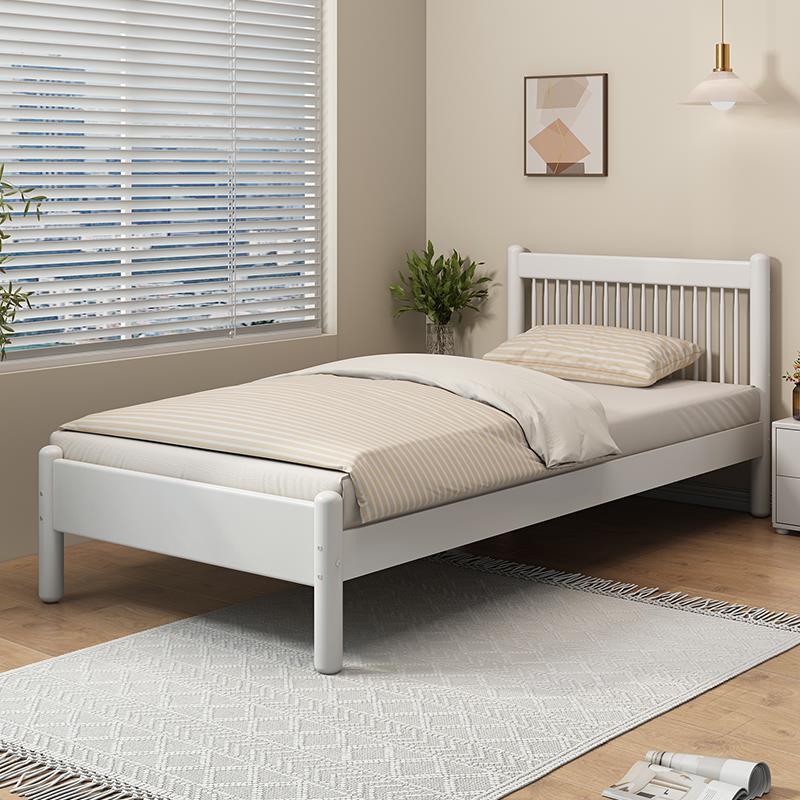 my北欧纯原木奶油风简约温莎床1米2小床单人床1.5m实木床法式双人