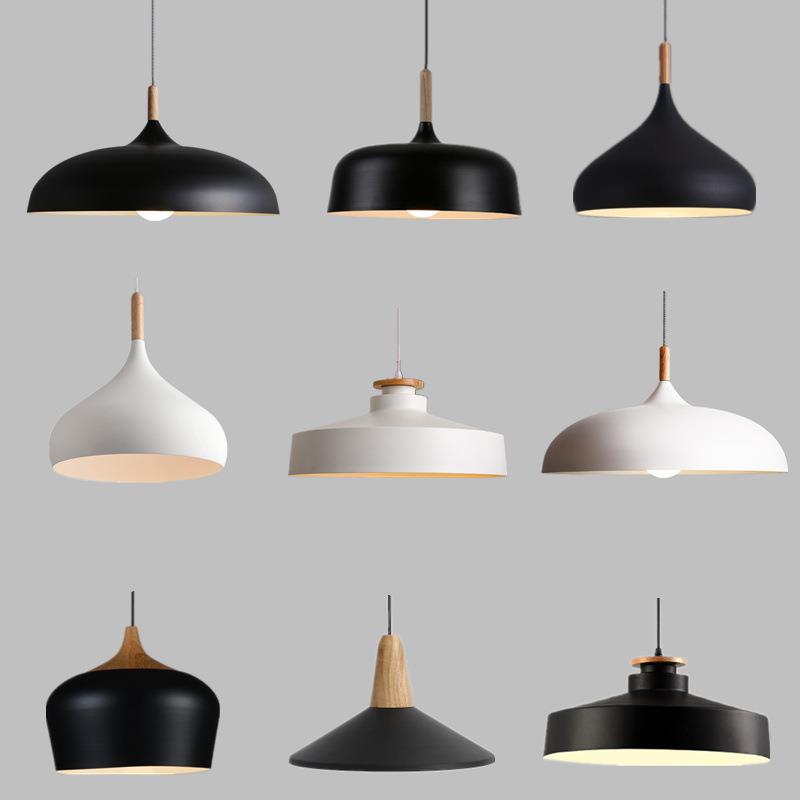 北欧创意个性餐厅灯现代简约木艺客厅吧台装饰铁艺餐厅 锅盖吊灯