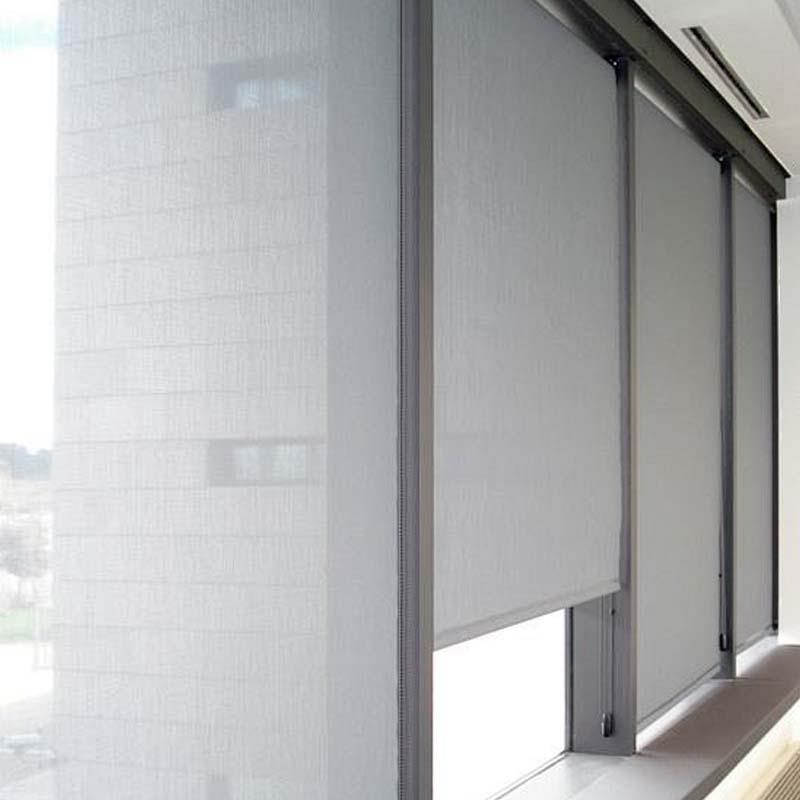 透景纱窗帘卷帘罗马帘办公室北欧风拉珠柔纱帘双层遮光卷帘免打孔