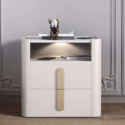 轻奢极简卧室创意智能床头柜感应灯设计感大容量岩板烤漆储物边柜