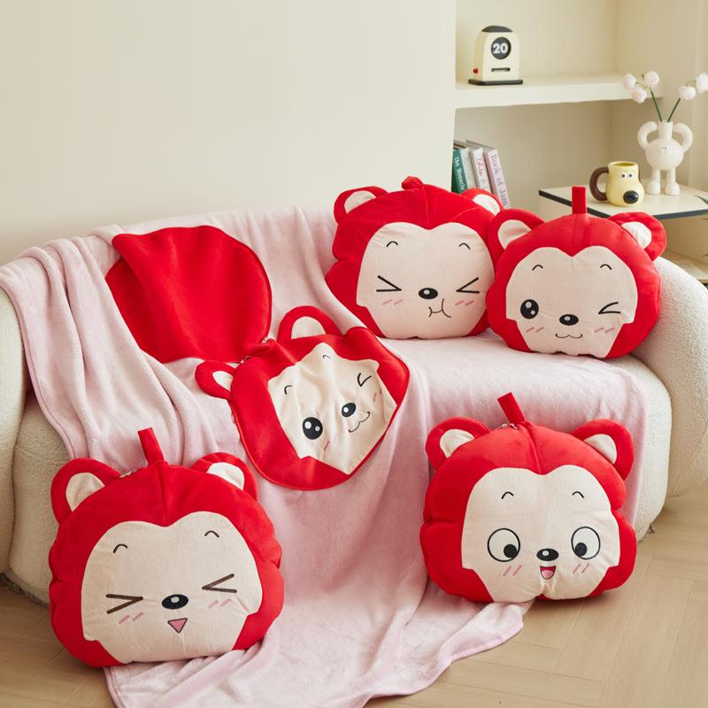 网红可爱阿狸异形抱枕毯子二合一珊瑚绒飘窗装饰摆件抱枕公仔加工