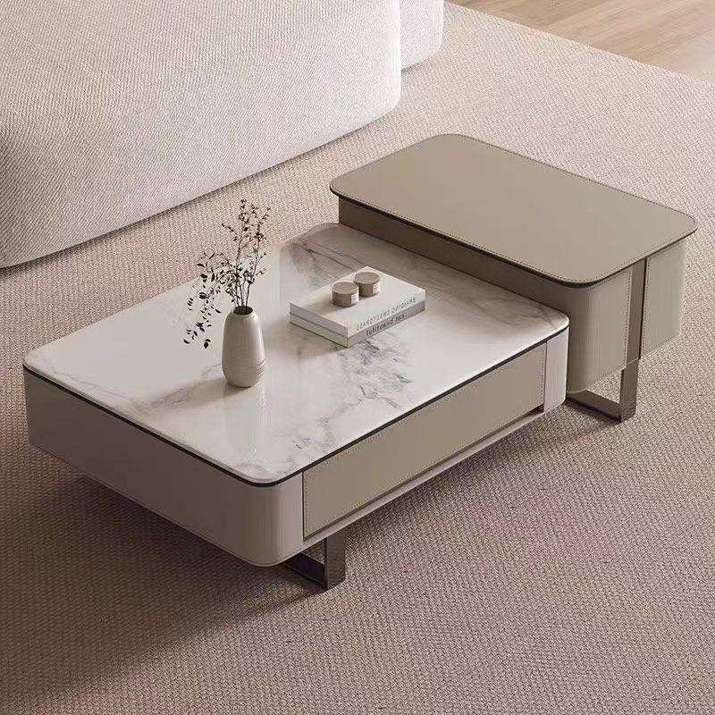 马鞍意式客厅高级极简家用茶几电视柜岩板组合现代轻奢简约小户型