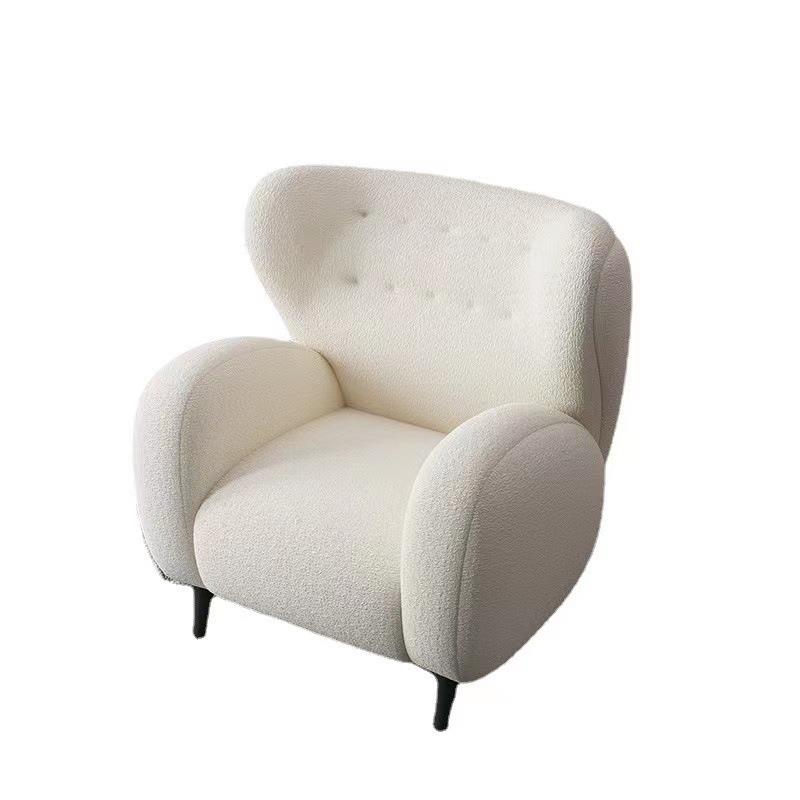 北欧小户型羊糕绒布艺单人扶手沙发奶油风轻奢工作室懒人沙发椅