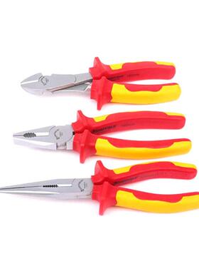 钢盾工具3件套绝缘钳套装尖嘴钳钢丝钳斜嘴钳VDE认证S046001