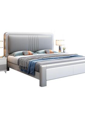 白色全实木床现代简约1.8米双人床主卧软靠轻奢床家用1.5米储物床