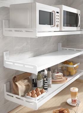 厨房置物架免打孔壁挂式调味料上墙用品大全家用白色多功能收凌之