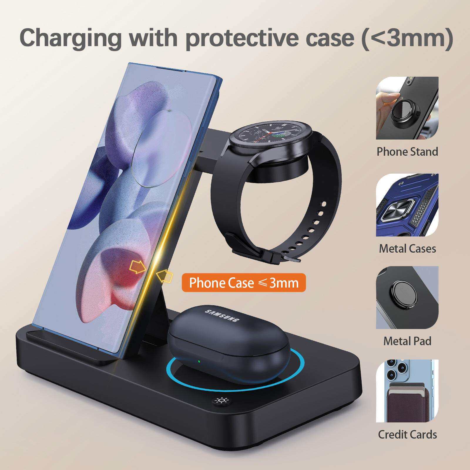 新款MagSafe磁吸无线充QI2三合一折叠充电支架多合一无线充电器