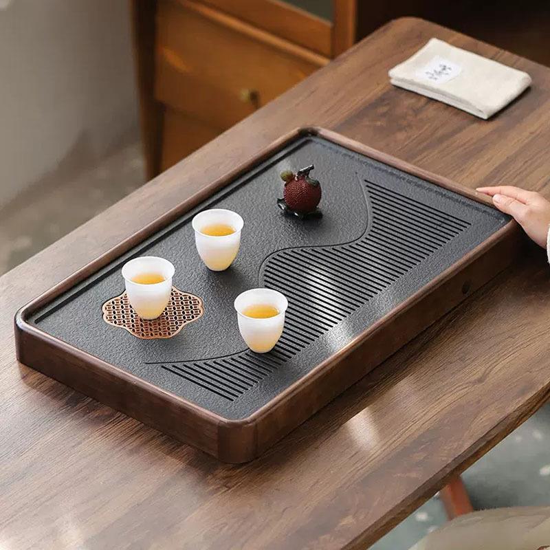 仿乌金石茶盘家用2023新款茶具托盘沥水小型干泡台茶台蓄排水茶海