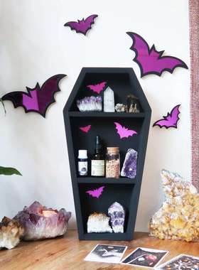 Mirrored Purple Bat Coffin Shelf 紫色镜子蝙蝠棺材架子