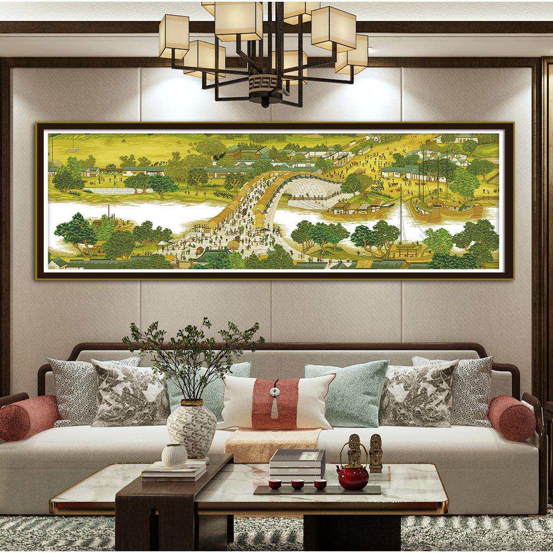 2米加长版清明上河图十字绣非满绣现代简约书房客厅装饰风景名画