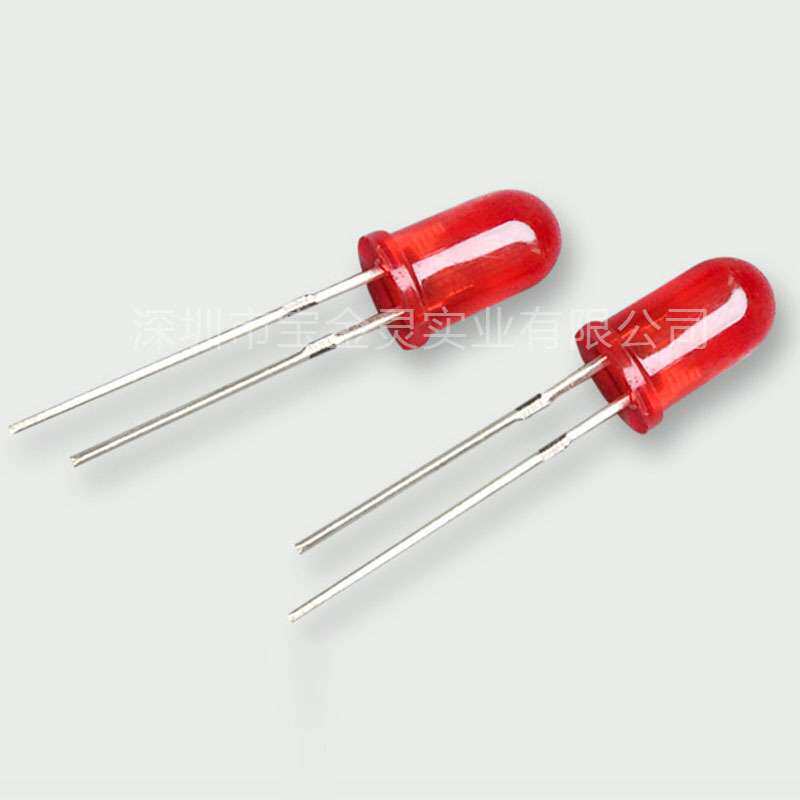 发光二极管5mmLED圆头红发红指示灯红光超高亮长脚短脚 f5led灯珠