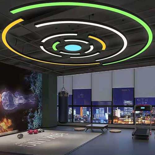led圆弧形吊灯健身房环形工业风异形商场超市创意造型灯