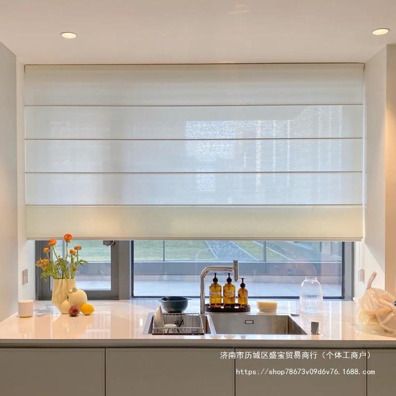 罗马帘窗帘客厅餐厅办公室阳台厨房智能电动折叠免打孔遮光升降图片