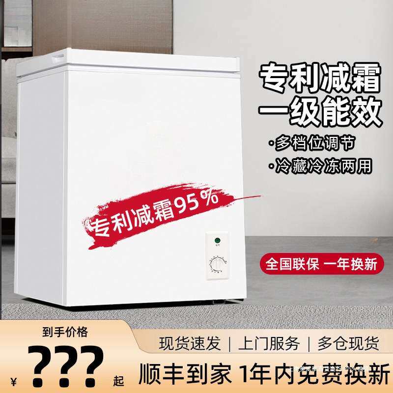 小冰柜一级能效小型家用全冷冻冷藏两用节能迷你卧式微霜冷柜