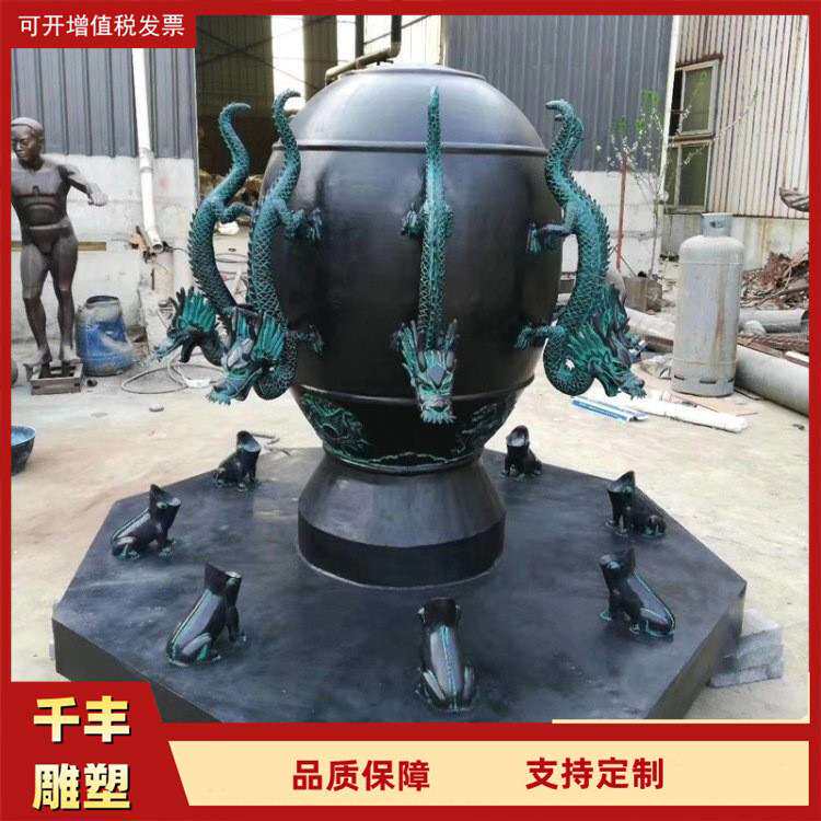 地震仪摆件大型铜雕地动仪古代地震仪浑天仪景观雕塑摆件
