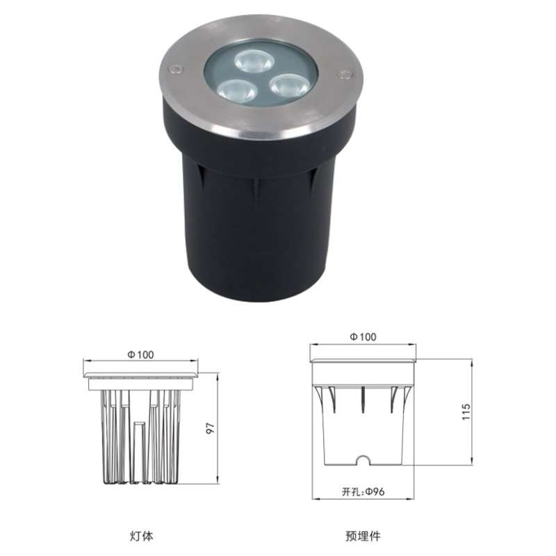 LED地埋灯3W6W9W嵌入式不锈钢地埋射灯别墅园林庭院市政广场栈道