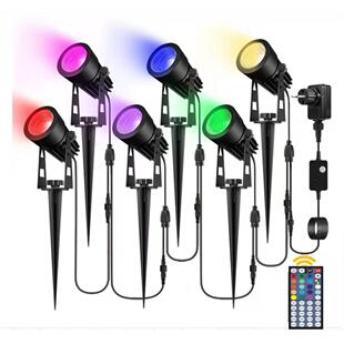 一拖六草坪灯RGB射灯多彩带遥控花园庭院照树灯低压12V户外景光灯