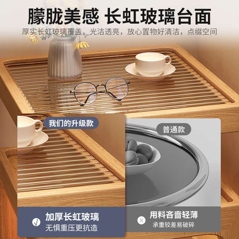 实木床头柜带灯床头置物架现代简约小户型创意极窄床边储物柜子