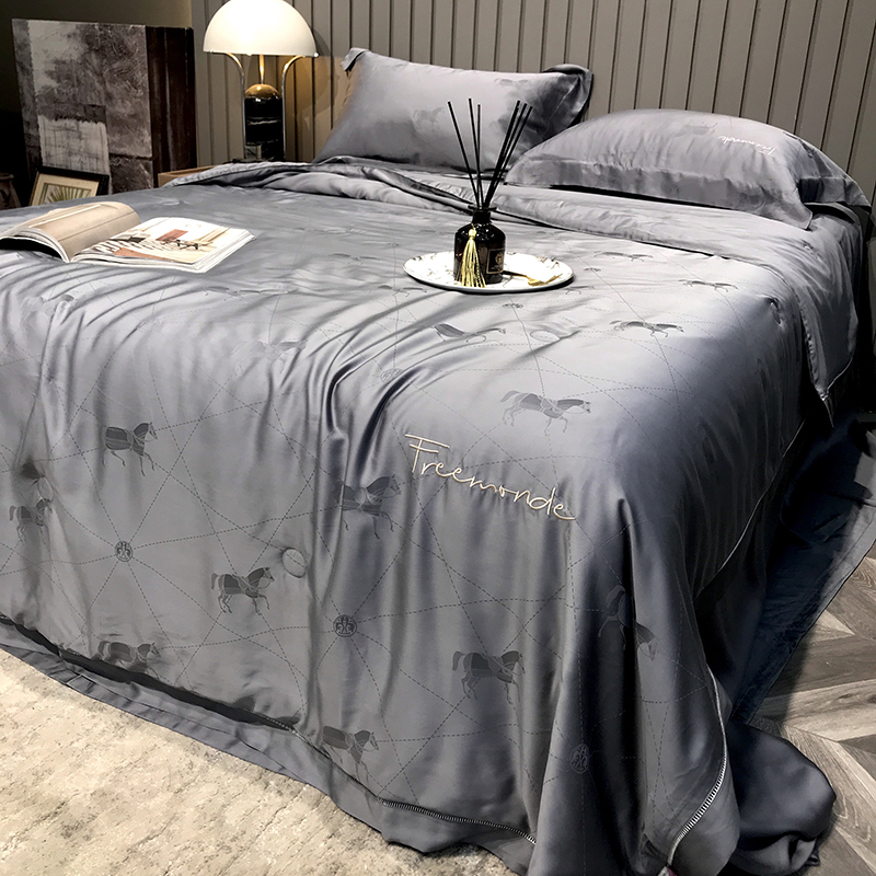 高端140支天丝提花夏凉被四件套100莱J赛尔夏被空调被裸睡床上用