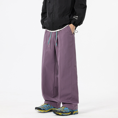 潮休闲裤子加长版高个子男款直筒伞兵冲锋裤抽绳束脚秋季款工装裤