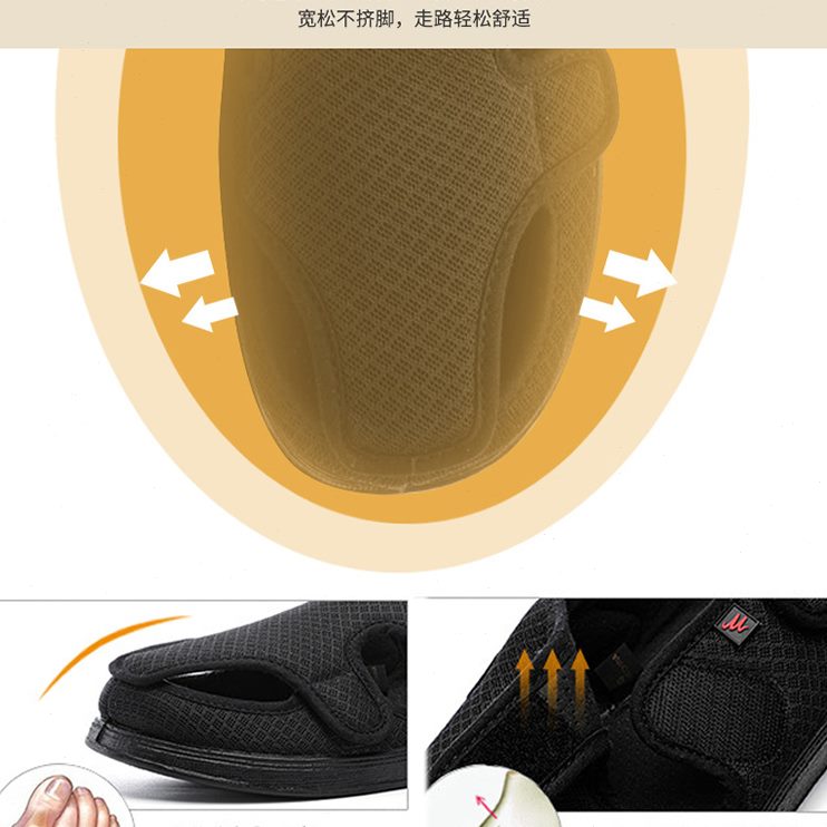糖妈妈尿夏季透气防滑凉鞋老人鞋女肿爸爸中老年软底健步鞋足鞋脚