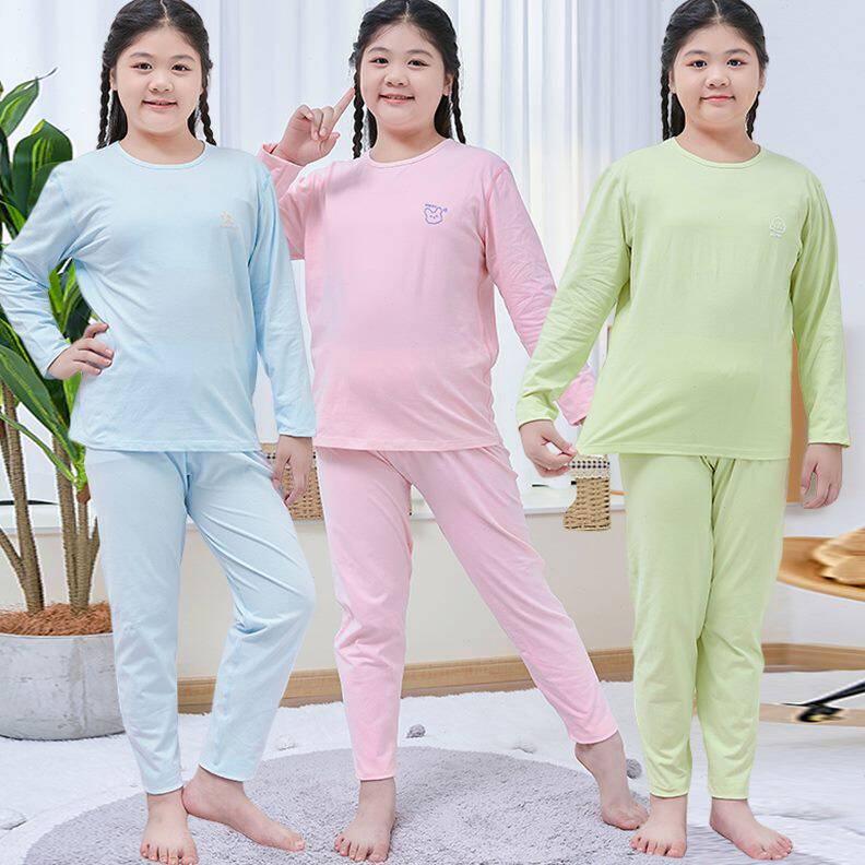 套装棉毛衫加肥纯棉秋衣秋裤线胖学生线裤衣加大码青少年少女大童
