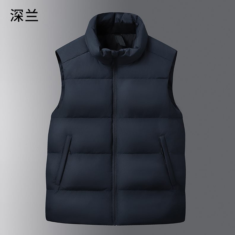 冬季加厚高端大码无袖抗寒马立领团队褂羽绒马甲定制印logo工作服