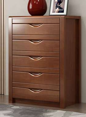 fLE实木五斗柜中式抽屉式3斗4斗客厅卧室收纳柜储物柜橡胶木五斗