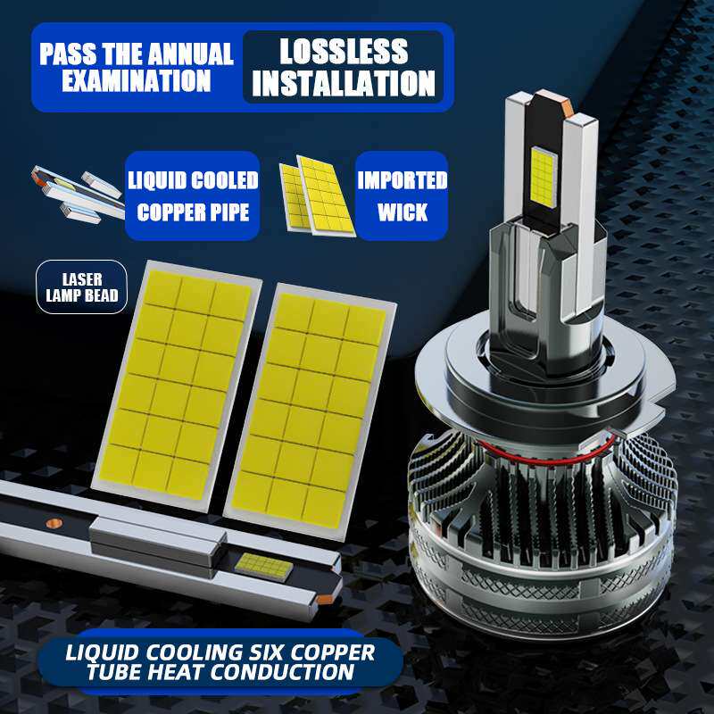 跨境新款六铜管200W前大灯汽车LED远近光灯H7 9005 H11 LED前照灯