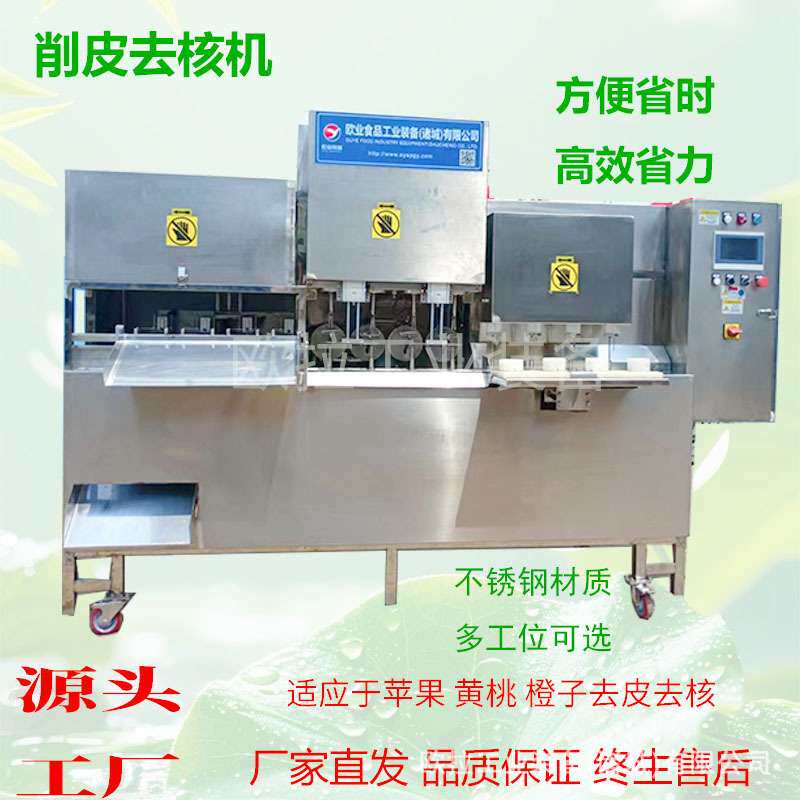 全自动商用带核水果去皮去核机 黄桃削皮去核分瓣设备 脆梨去皮机
