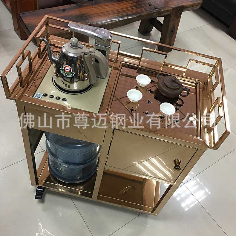 金属不锈钢茶车 移动小茶台简约阳台小茶桌茶具组合套装烧水一体