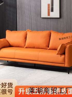 猫抓皮沙发小户型客厅简约双人三人北欧简易出租房服装店公寓橙色