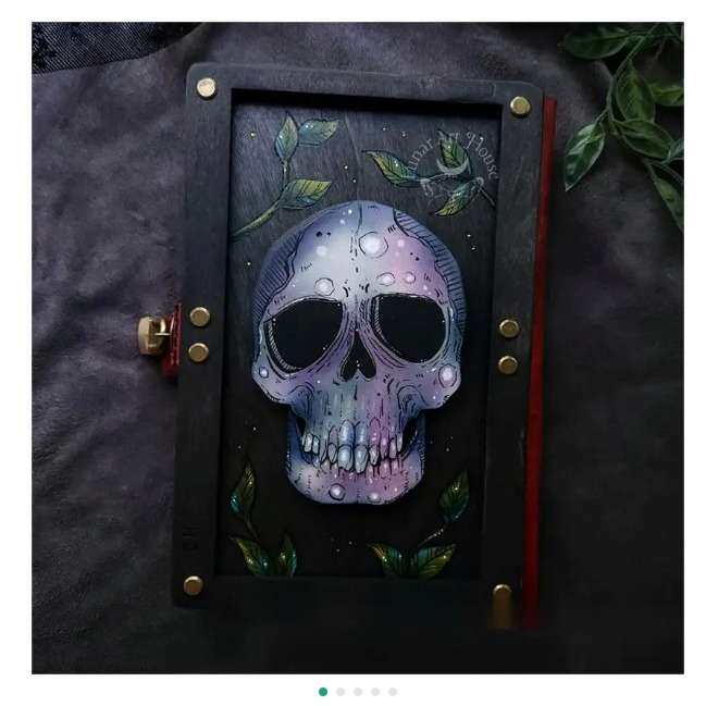 骷髅花朵木盒 收纳箱钥匙箱Skull and Nature Hidden Key Box
