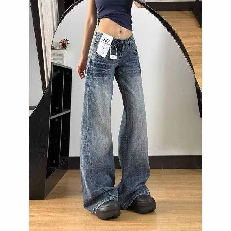 美式复古微喇牛仔裤女2025夏季