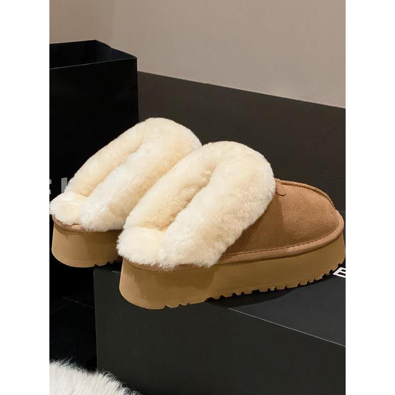 毛毛拖女外穿2025年秋冬新款韩版防滑厚底东北棉靴皮毛一体雪地