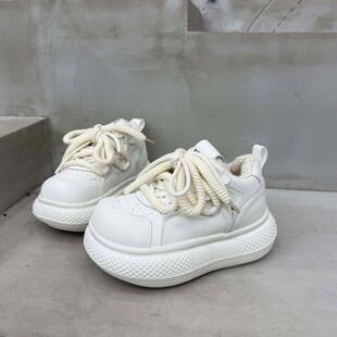 巨好看大头小胖丁加绒老爹鞋女增高小众今年爆款保暖松糕棉板鞋潮