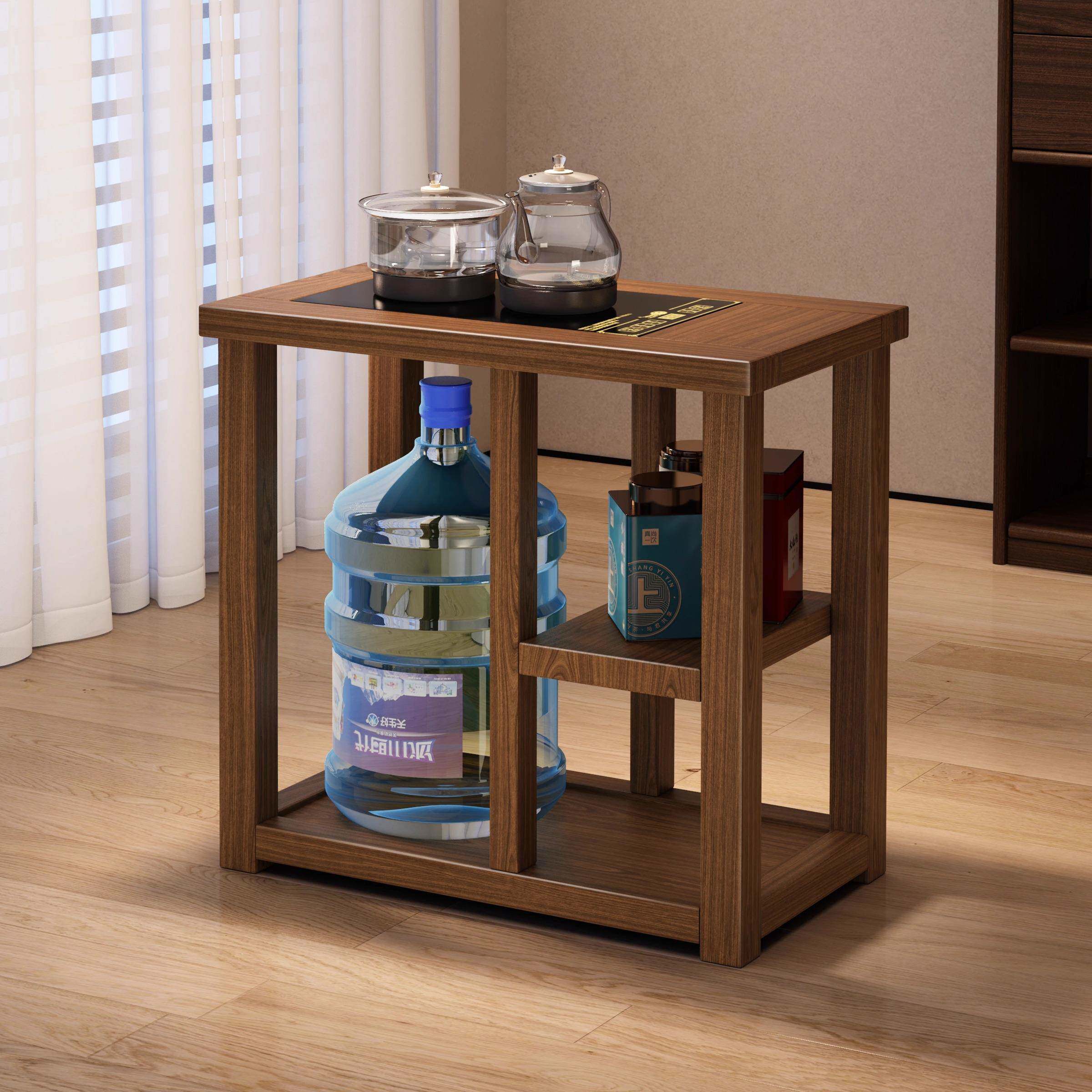 新中式实木茶水柜小型简易茶桌边几烧水壶一体茶桌边柜简约泡茶台