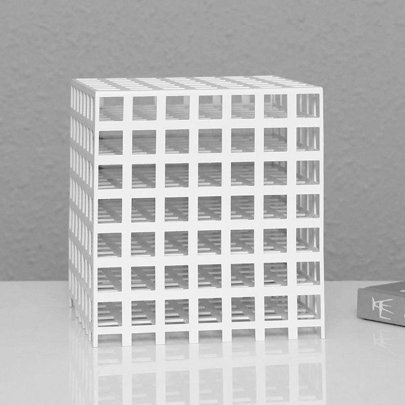 简约现代盘金属方格摆件售楼处样板间卧室客厅桌面软装饰品