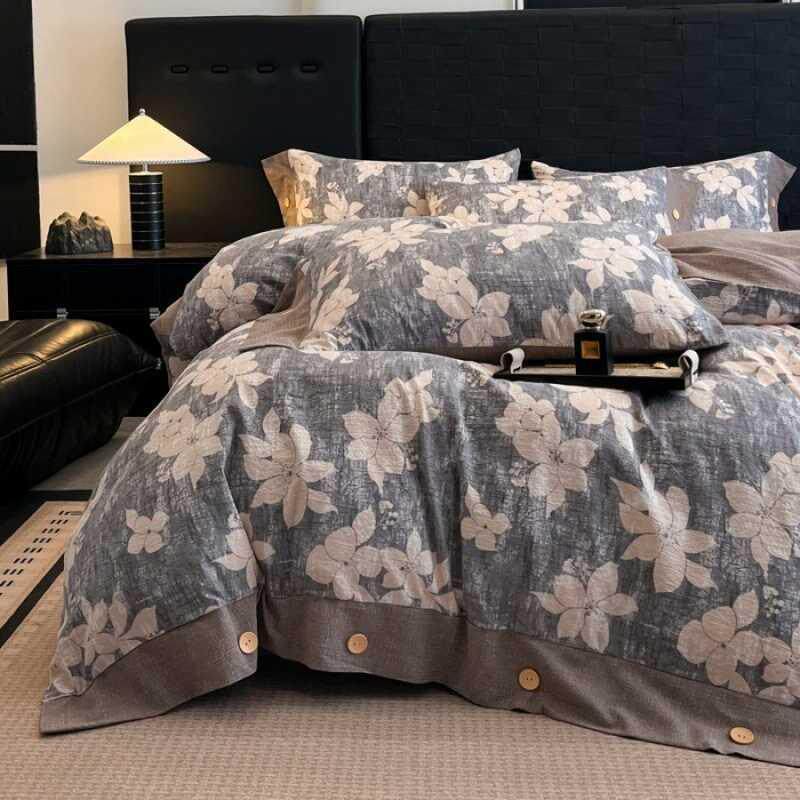 复古轻奢国风加厚四件套被套单宿舍双人家用A类四件套 高档数码印