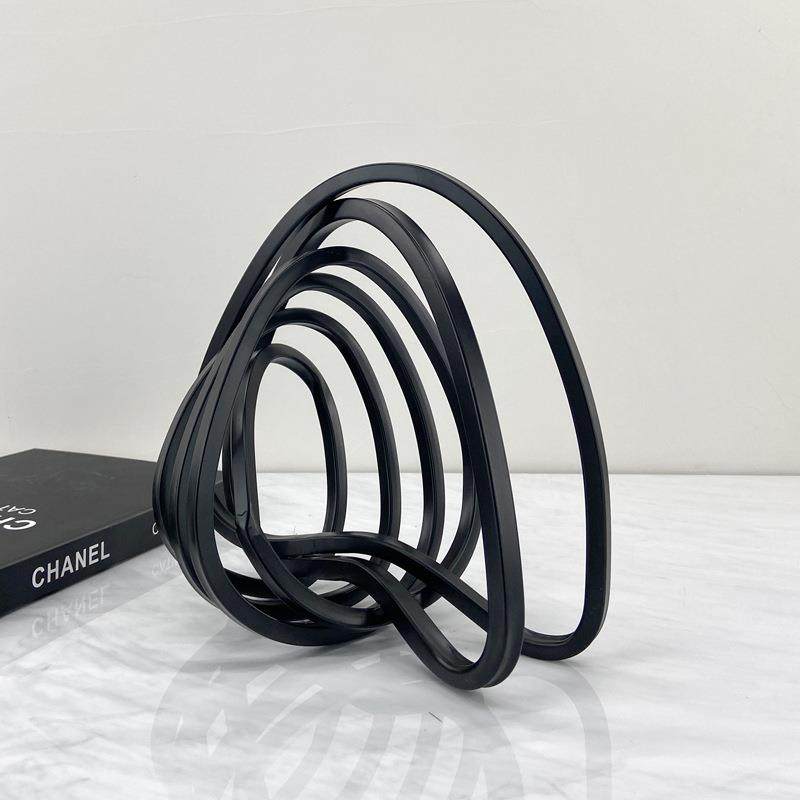 简约现代黑色金属线圈几何摆件客厅样板房间家具展厅陈列软装配饰