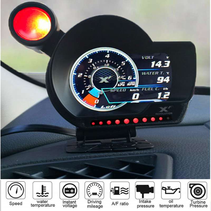 LUFI XF OBD2 汽车数字涡轮增压油压油温转速电压真空表赛车仪表